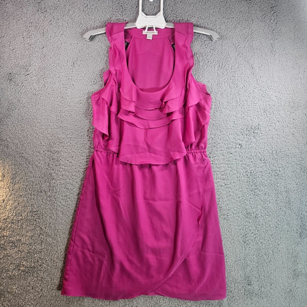 Boston Proper Sleeveless Dress Size 10 Ruffle Neck Elastic Waist Wrap Skirt Pink
